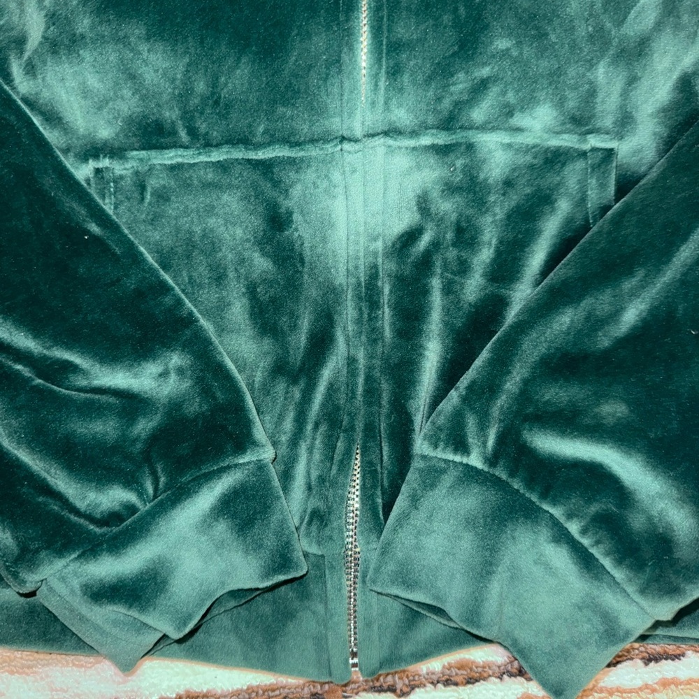 Victoria's Secret Velour Full-Zip Hoodie Jogger Set Deep Green Size Medium - Picture 3 of 8